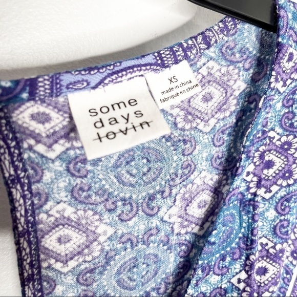 Anthropologie Some Days Lovin Purple Boho Long Sleeve Romper Dress XS - Picture 5 of 6